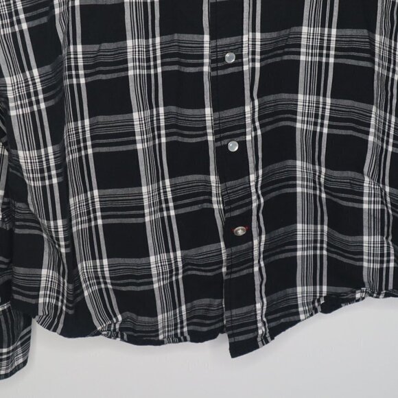 Guess Men's Black White Plaid Button Up Shirt Top - Picture 3 of 10